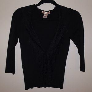 White House | Black Market Cardigan w/Lace Detail